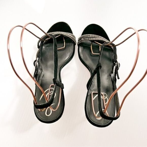 Sam Edelman Heels womens size 10 Black Crystal Daisie Ankle Strapped Sandals - Picture 8 of 13